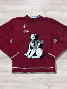 Vintage RARE Big Dogs Kids Girls Winter Knit Sweater Dog Size 10/12
